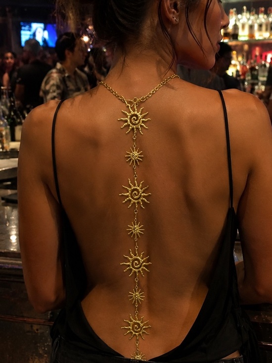 Anthropologie Jewelry - Gold Celestial Sun Body Chain Necklace